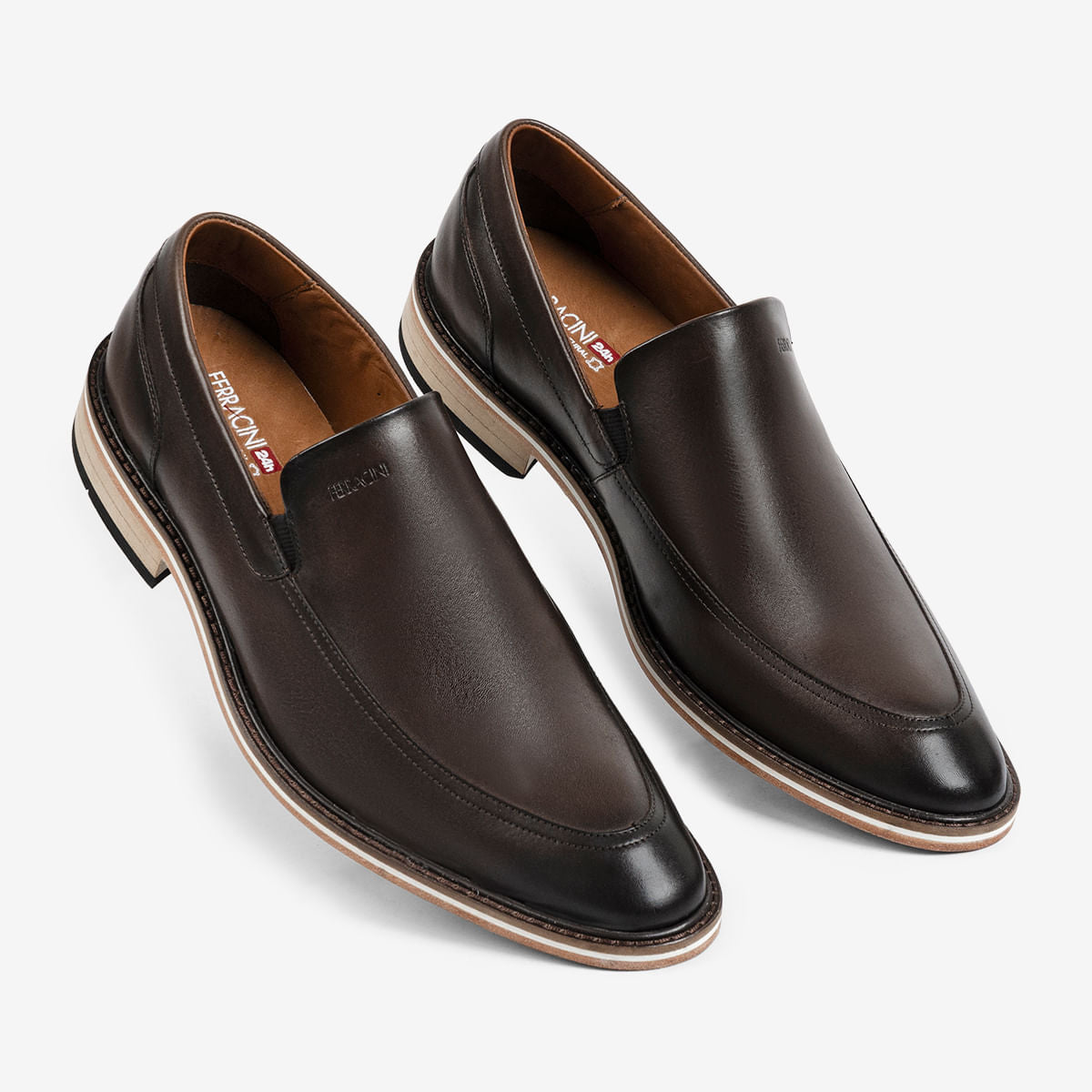 Sapato Social Ferracini Masculino Tabaco Open